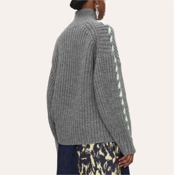 STINE GOYA Sugsi Fisherman Gray  Melange Sweater Puffy Sleeve Made In Italy Sz S - Picture 3 of 16